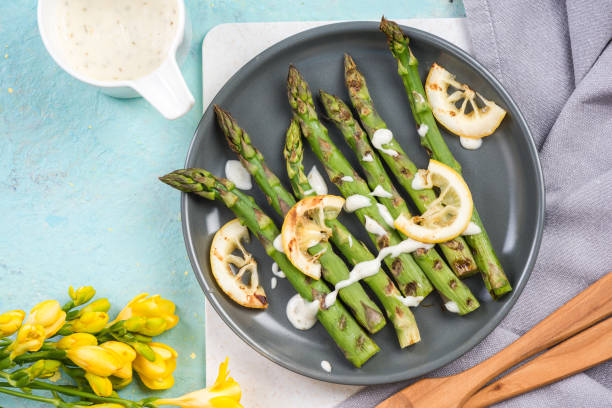 istock Healthy grilled asparagus with lemon 950250958