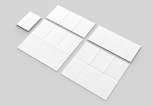 istock 12 page leaflet - French fold vertical brochure mock up isolated on soft gray background. 3D illustrating 950258560