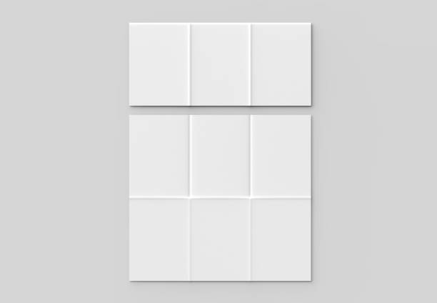 istock 12 page leaflet - French fold vertical brochure mock up isolated on soft gray background. 3D illustrating 950262056
