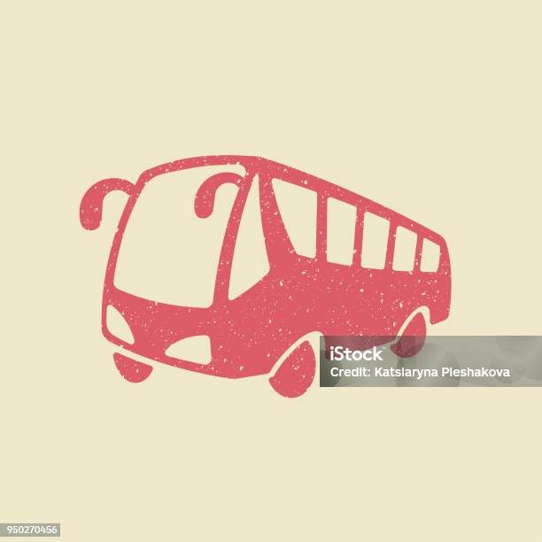 Bus Vector Icon In Grunge Style Stock Illustration - Download Image Now - Bus, Logo, Backgrounds