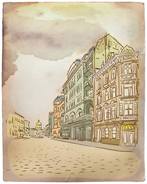 istock Antique European street. Vintage post card. 950274952