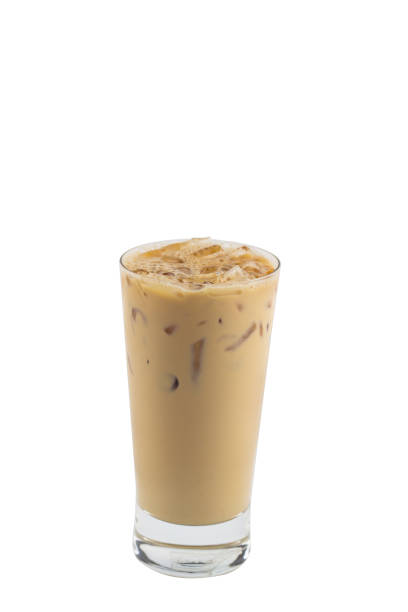 Isolate Iced latte coffee on white background.In cluding Mocha Cappuccino Espresso.