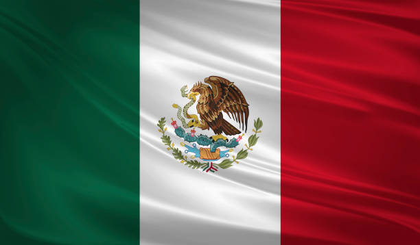 istock Mexico flag blowing in the wind. Background texture. 3d rendering, waving flag. 950287442