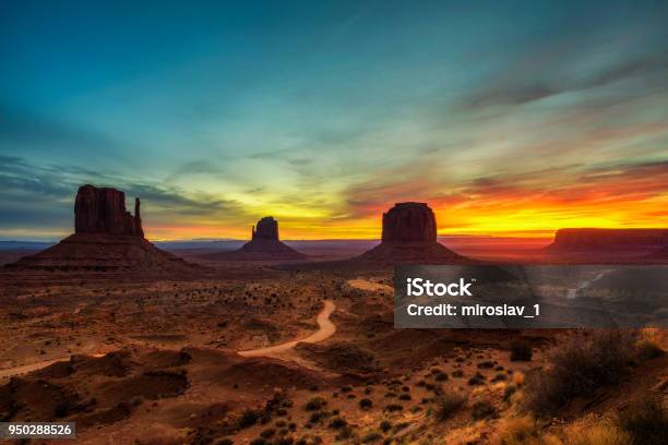 Sunrise Over Monument Valley Arizona Usa Stock Photo - Download Image Now - Landscape - Scenery, Wild West, American Culture