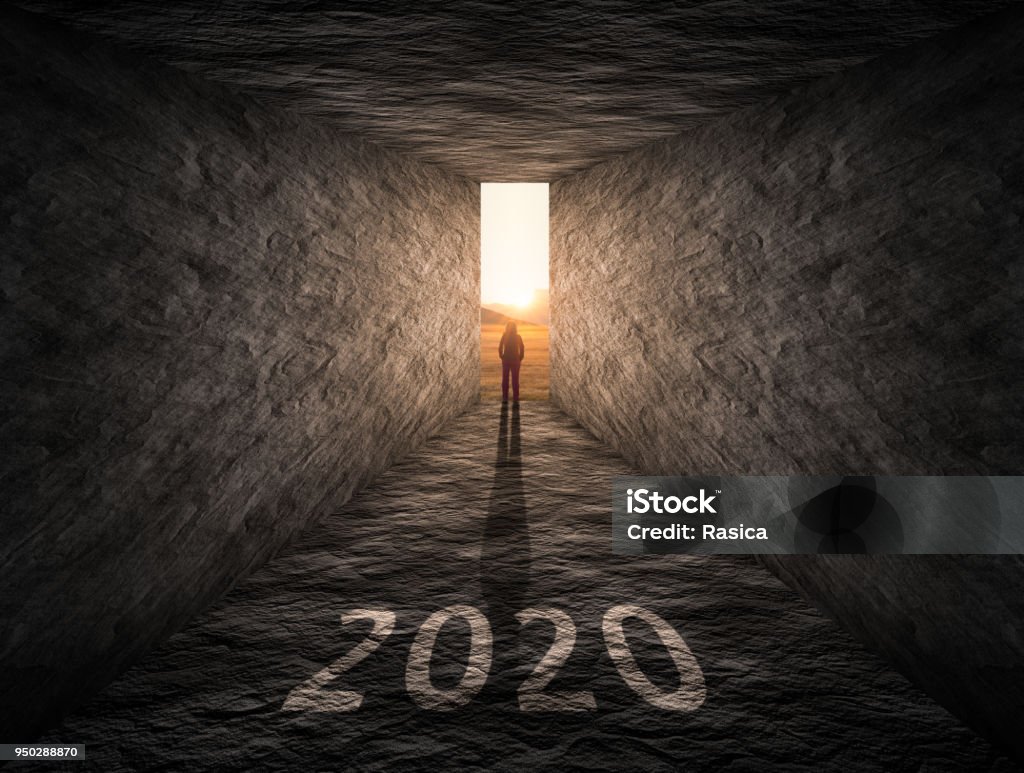 La voie à suivre à l’horizon 2020 comme à l’extérieur de la boîte concept - Photo de 2020 libre de droits