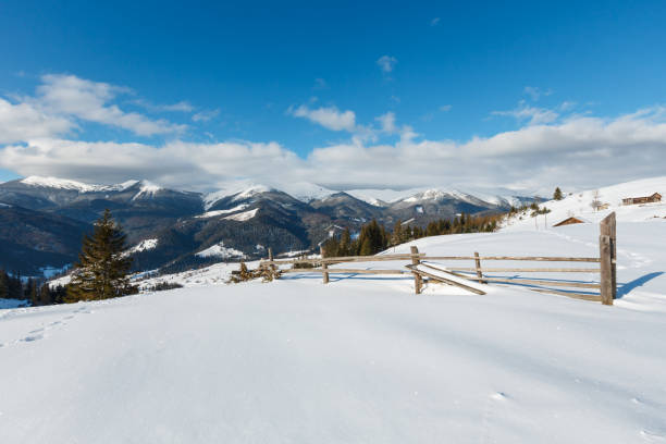 istock Winter morning mountain rural landscape. 950292942