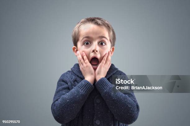 Shocked And Surprised Child Stock Photo - Download Image Now - Child, Fear, Boys