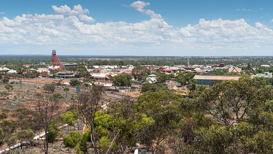Kalgoorlie, Australia - January 27, 2018: Panorama of the city of Kalgoorlie on January 27, 2018 in Western Australia