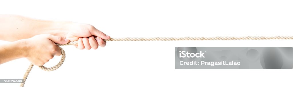 Hand Pulling Rope Ref Hand Pull White Rope On Isolate With Path Line Stock Photo - Download ...