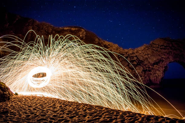 istock Durdle Door in Dorset, England with steel wool spinning 950302174