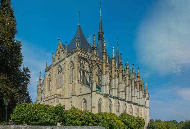 Cathedral of St. Barbara in Kutna Hora large panorama stock photo
