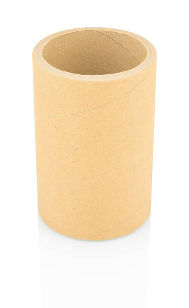 istock Brown industrial paper core isolated on white background with shadow reflection. A paper core or paper tube on white backdrop. Brown paper roll. 950302776