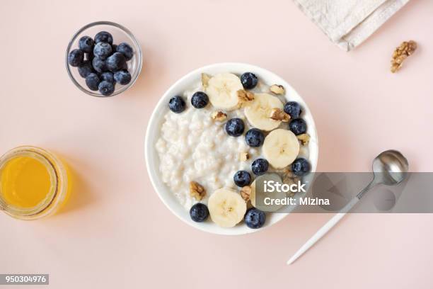 Oatmeal Porridge Stock Photo - Download Image Now - Porridge, Oatmeal, Bowl