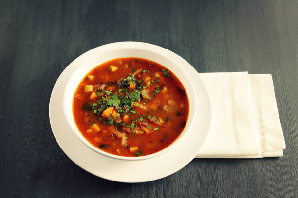 istock Tomato soup with red beans, potato and carrot. 950306314