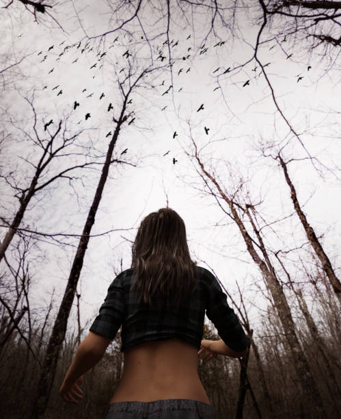 istock Woman lost in the woods 950306478
