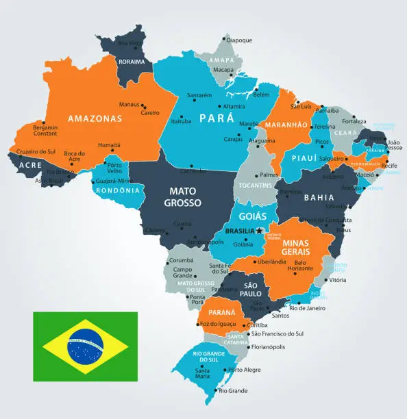 Vector illustration of 13 - Brazil - Blue-Orange 10