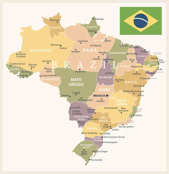 Vector illustration of 21 - Brazil - Vintage Isolated 10