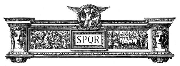 illustrazioni stock, clip art, cartoni animati e icone di tendenza di spqr è un sigla di una frase in latino: senātus populusque rōmānus ("il senato e il popolo romani", o più liberamente come "il senato e il popolo di roma", riferendosi al governo dell'antica repubblica romana - ancient rome text latin script roman