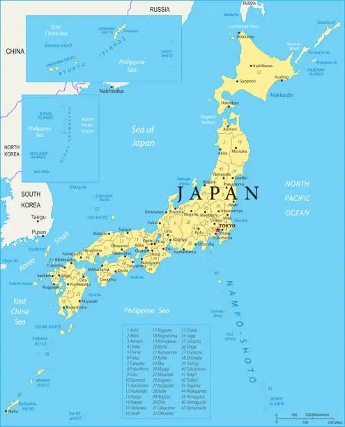 Vector illustration of Map of Japan - Vector