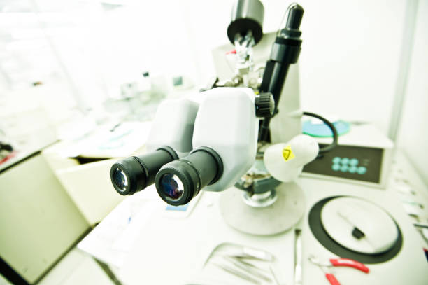 istock Eyepiece of A High Resolution Optical Microscope In The Laboratory / Cleanroom 950314332