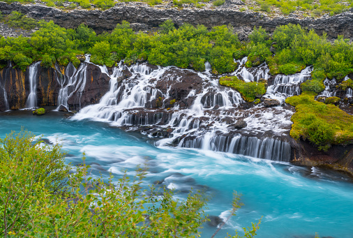 The tiny Hraunfossar falls, Iceland
