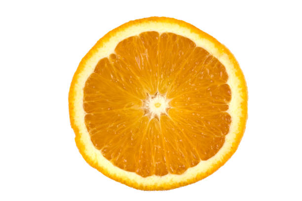 istock an orange cut in half on a white background 950328422