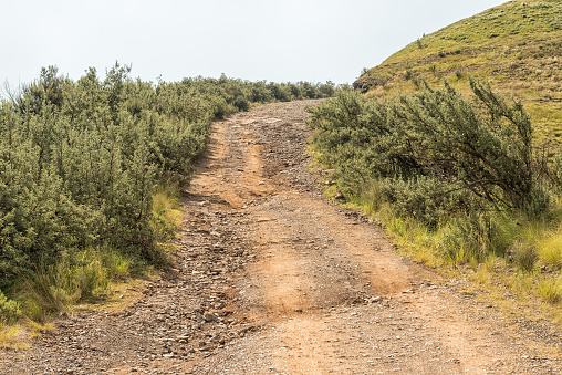 The road to the car park at the start of the Sentinel Trail to the Tugela Falls in the Drakensberg