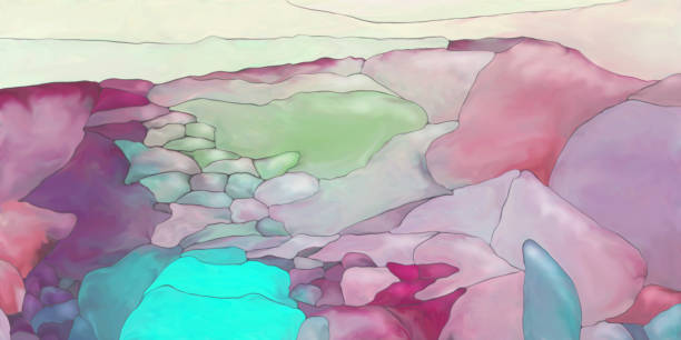 istock Abstract digital painted fantasy landscape or background 950332528