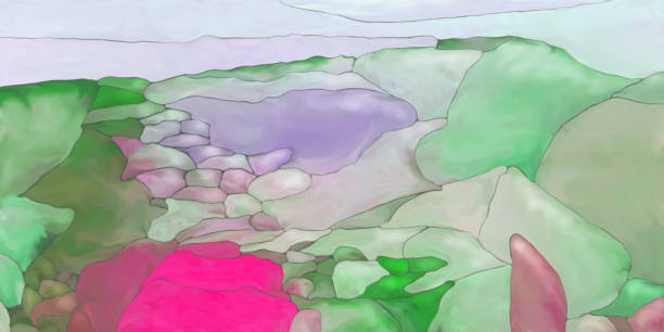 istock Abstract digital painted fantasy landscape or background 950332614