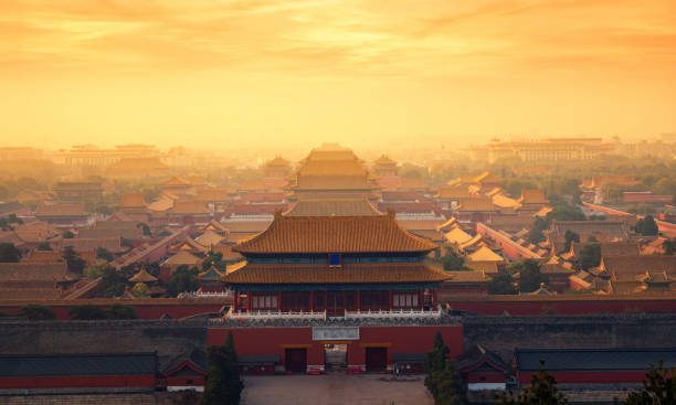 die verbotenen palast mit sonnenaufgang am morgen in peking stadt - ming china forbidden city emperor stock-fotos und bilder