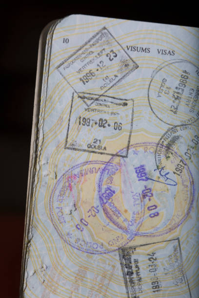 istock Rubber stamps in passport 950335760