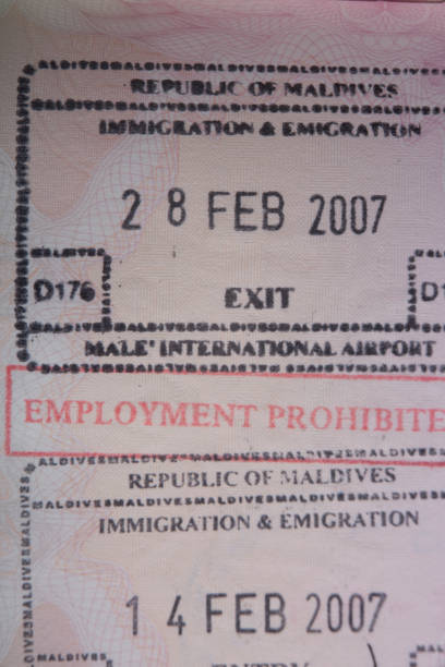 istock Maldives rubber stamps in passport 950336050