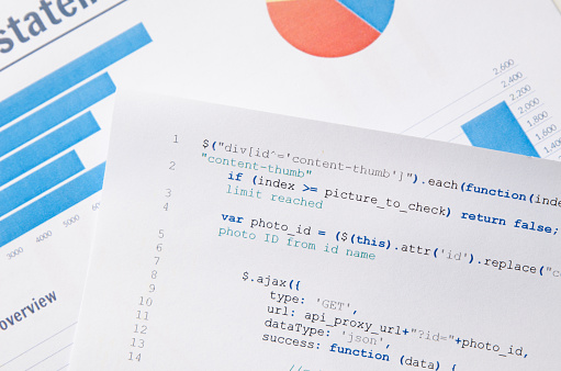 Web Developer Programming Code Printed On A Piece Of Paper Stock Photo ...