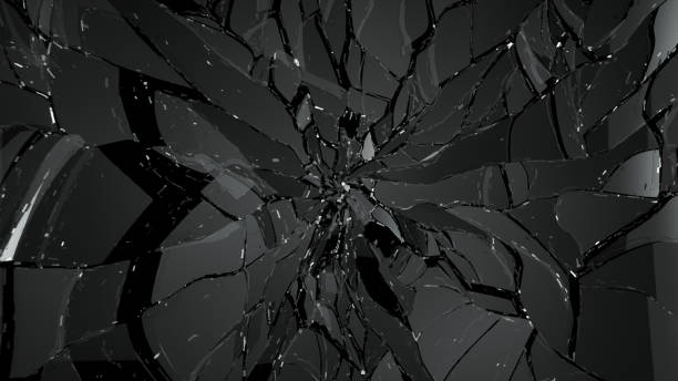 istock Splitted or cracked glass on black 950341322