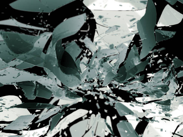 istock Broken and cracked shapp glass on black 950342026
