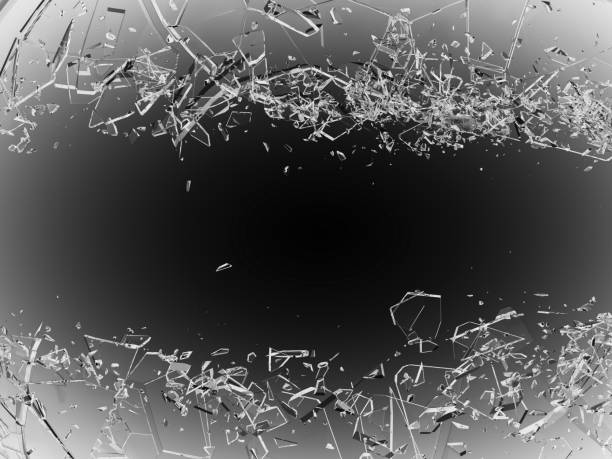istock Broken and cracked shapp glass on black 950342080
