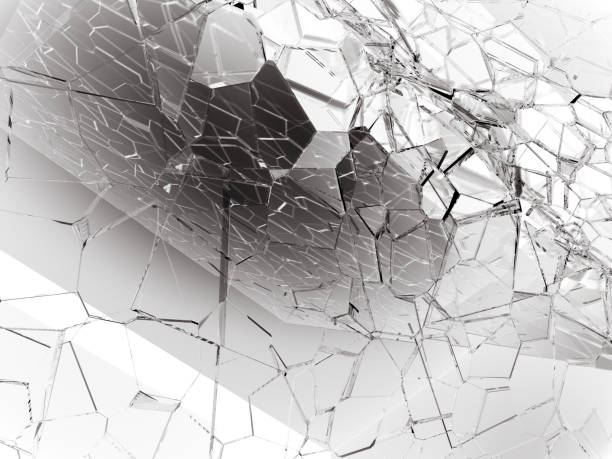 istock Shattered or demolished glass over white background. 3d rendering 3d illustration 950342086