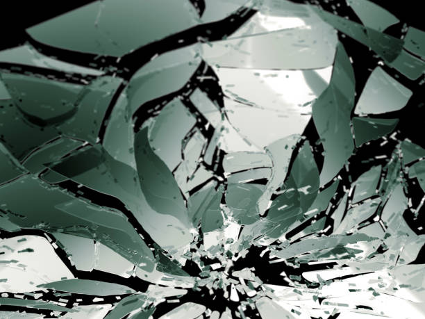 istock Broken and cracked shapp glass on black 950342182