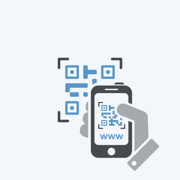 Photographing QR code Flat and isolated vector eps illustration icon with minimal and modern design qr code photos stock illustrations