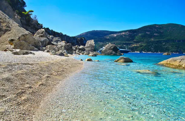 Photo of beach landscape Ithaca Ionian islands Greece