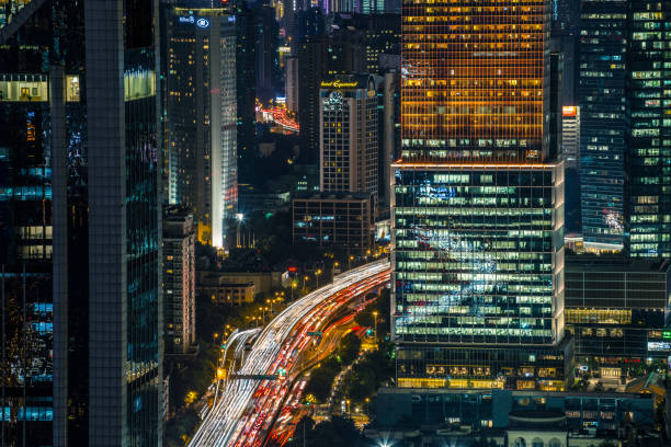 istock Shanghai Jin an CBD at night 950346314