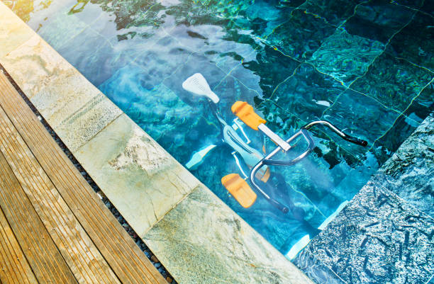 istock Aquabike in swimming pool, Aquabiking activity 950347178