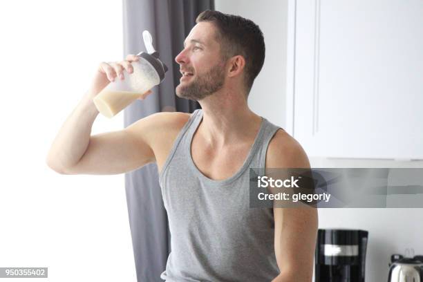 Protein Shake Stock Photo - Download Image Now - Protein Drink, Drinking, Whey