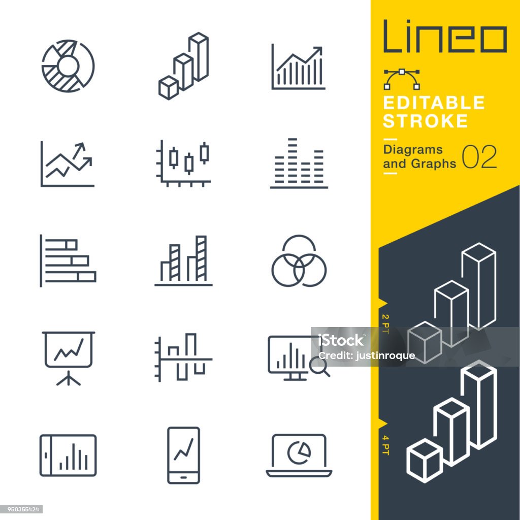 Lineo Editable Stroke - Diagrams and Graphs line icons Vector Icons - Adjust stroke weight - Expand to any size - Change to any colour Icon Symbol stock vector