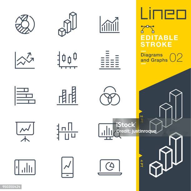 Lineo Editable Stroke Diagrams And Graphs Line Icons Stock Illustration - Download Image Now