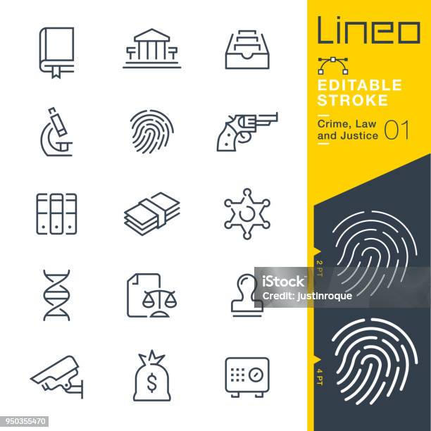 Lineo Editable Stroke Crime Law And Justice Line Icons Stock Illustration - Download Image Now