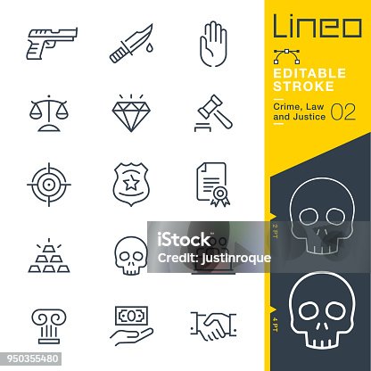 istock Lineo Editable Stroke - Crime, Law and Justice line icons 950355480