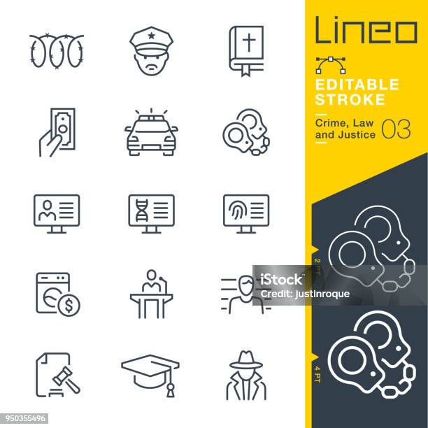 Lineo Editable Stroke Crime Law And Justice Line Icons Stock Illustration - Download Image Now