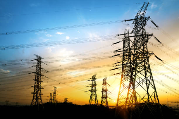 istock High pressure wire tower at sunset at dusk 950368140