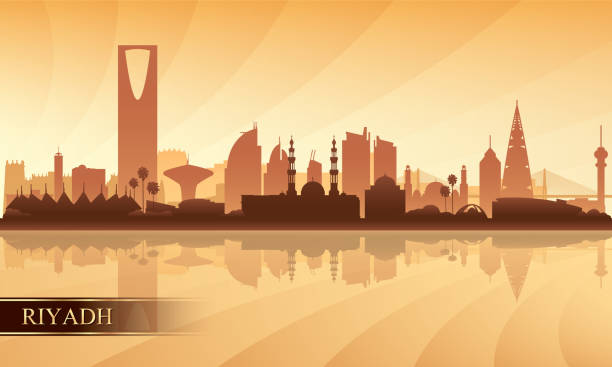 эр-рияд город горизонт силуэт фона - saudi arabia stock illustrations